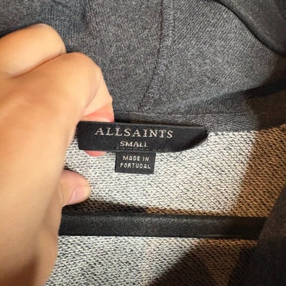 AllSaints grey cowl neck long sweatshirt - Picture 3 of 5